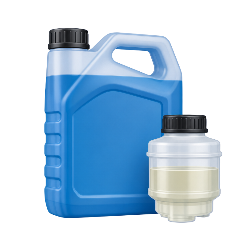 Coolant and brake fluid containers