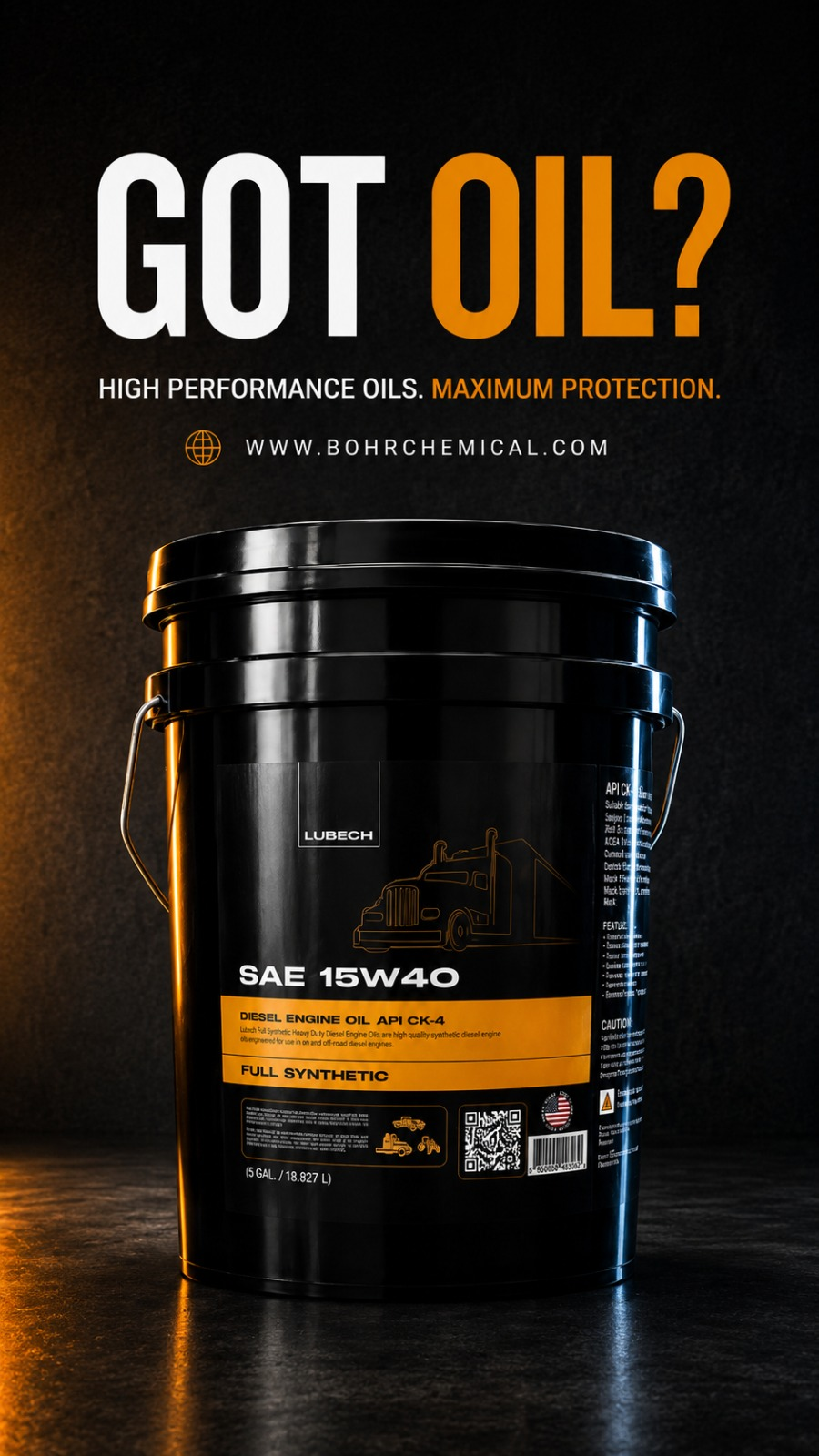 LUBECH SAE 15W-40 Full Synthetic Diesel Engine Oil — API CK-4