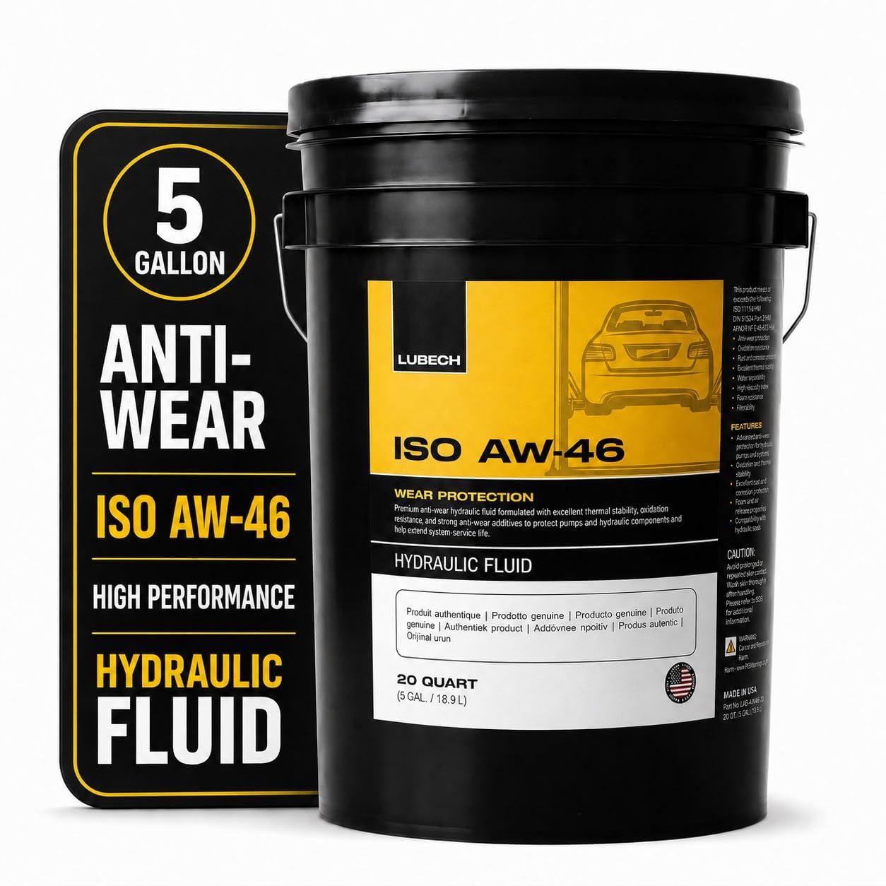 LUBECH ISO AW-46 anti-wear hydraulic fluid 5 gallon pail