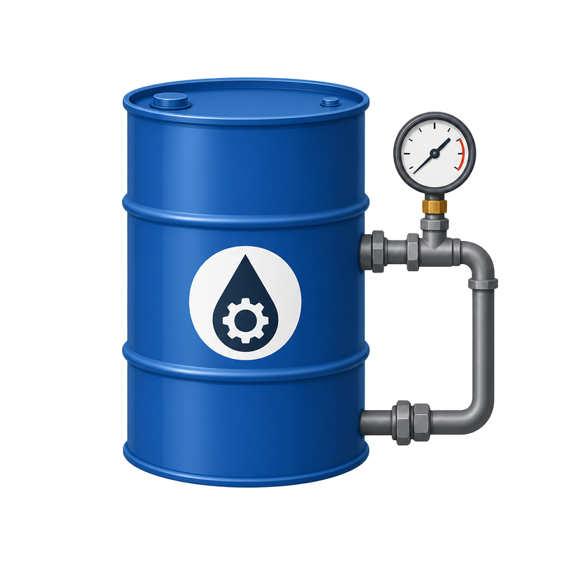 Industrial oil drum with pressure gauge
